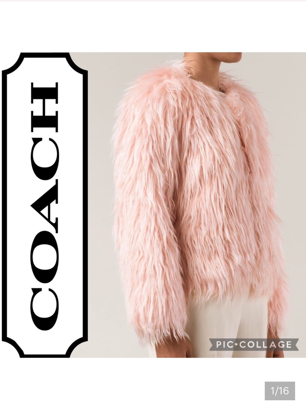 Coach Fluff Faux Fur Jacket Pink Crop Fun Teddy